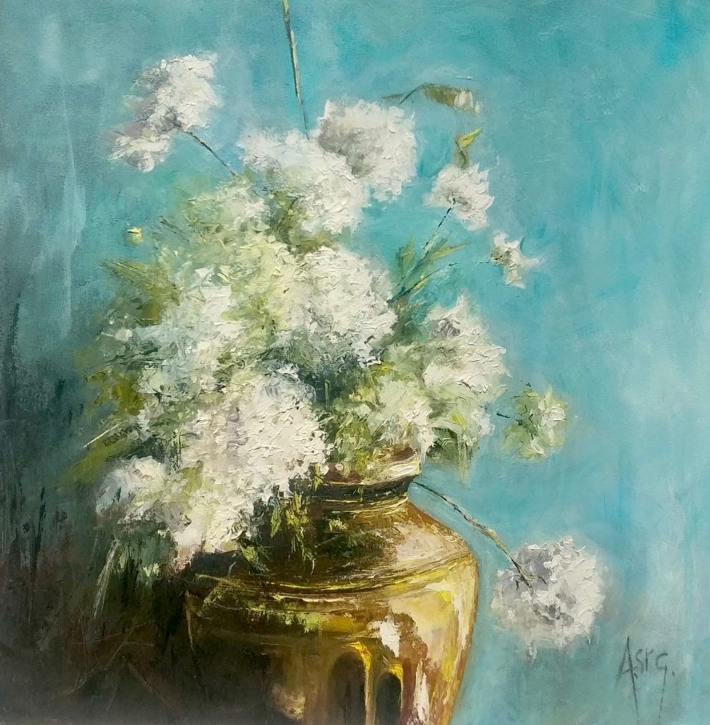 Hydrangeas in a Pottery Vase | Anna St. George – The Whitethorn Gallery