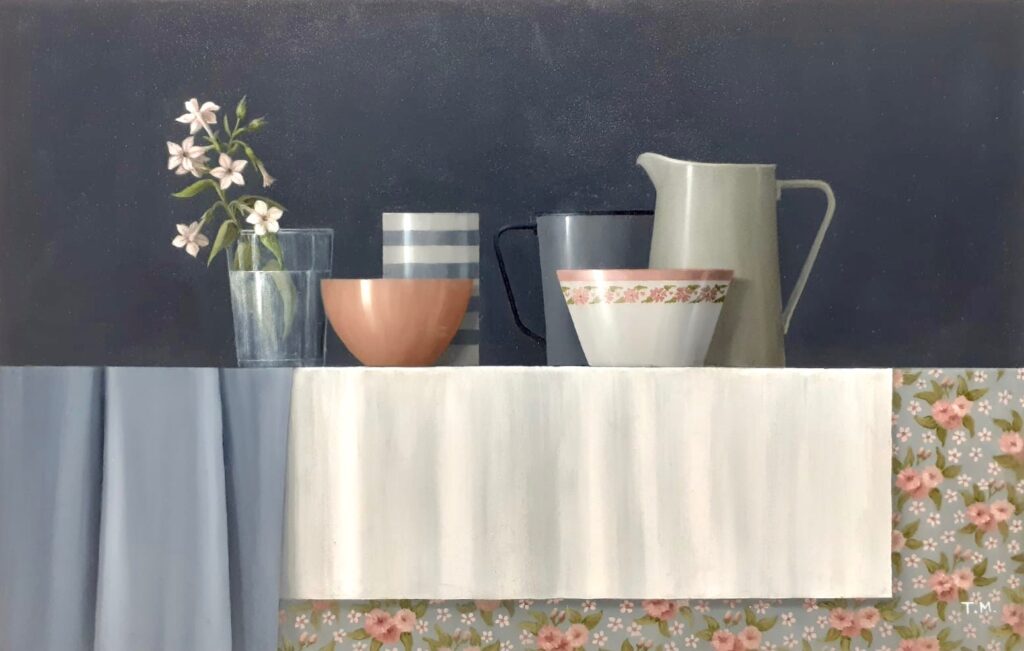 Nicotiana and Floral Fabric | Trudie Mooney – The Whitethorn Gallery