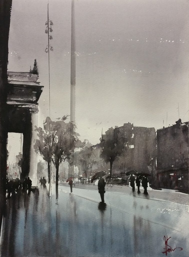 O’Connell Street in the Rain | Painters – The Whitethorn Gallery