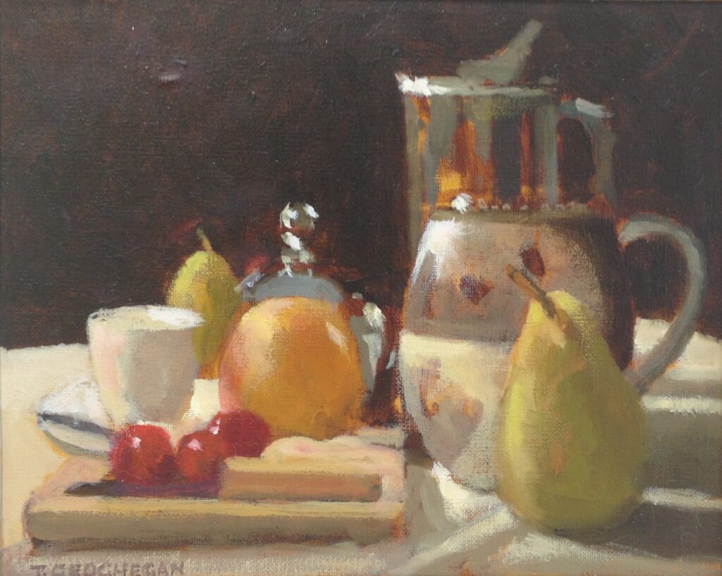 Still Life with Pears and Cherry Tomatoes | Painters – The Whitethorn Gallery