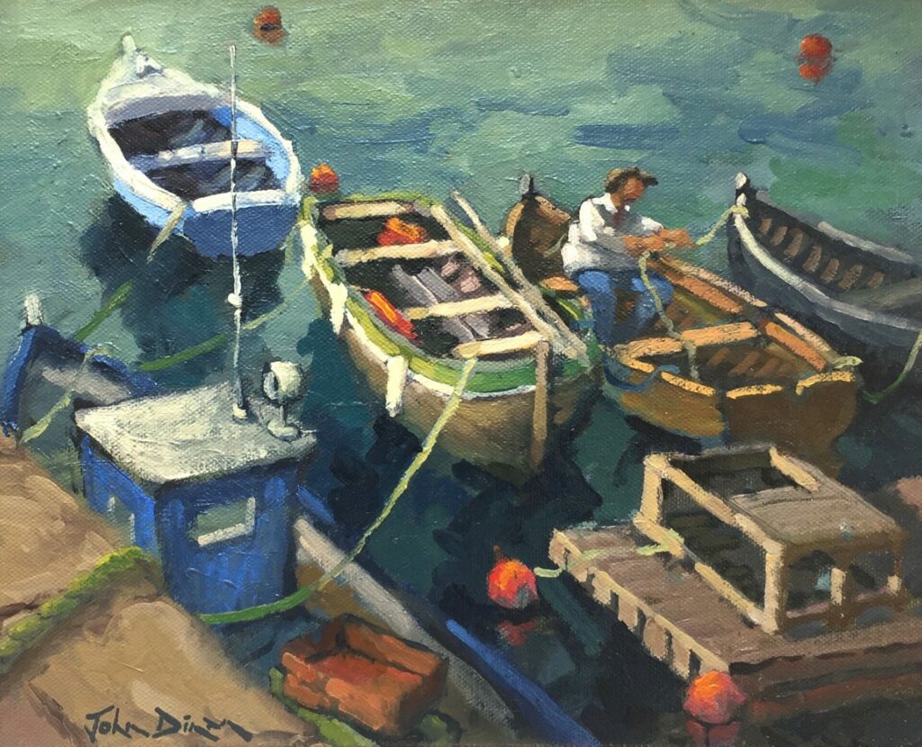 Tying Up, Roundstone Harbour | Painters – The Whitethorn Gallery