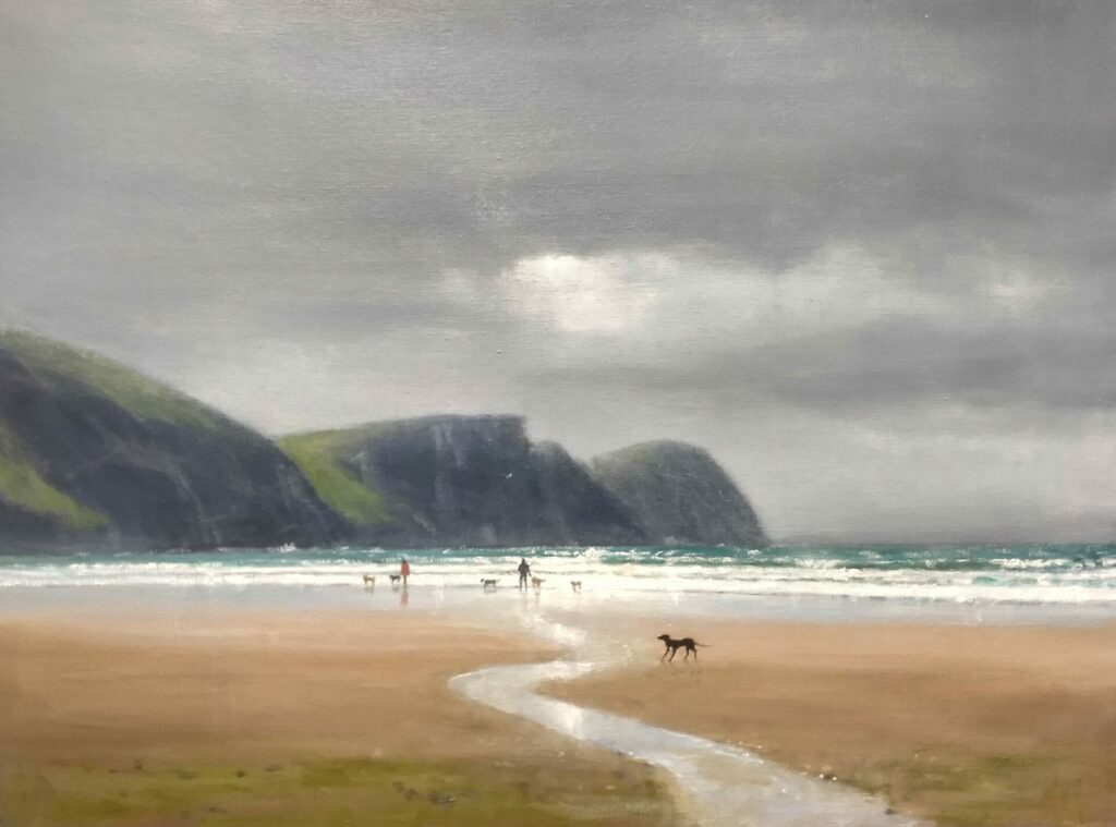 Walking the Dogs on Keel Strand, Achil | Painters – The Whitethorn Gallery