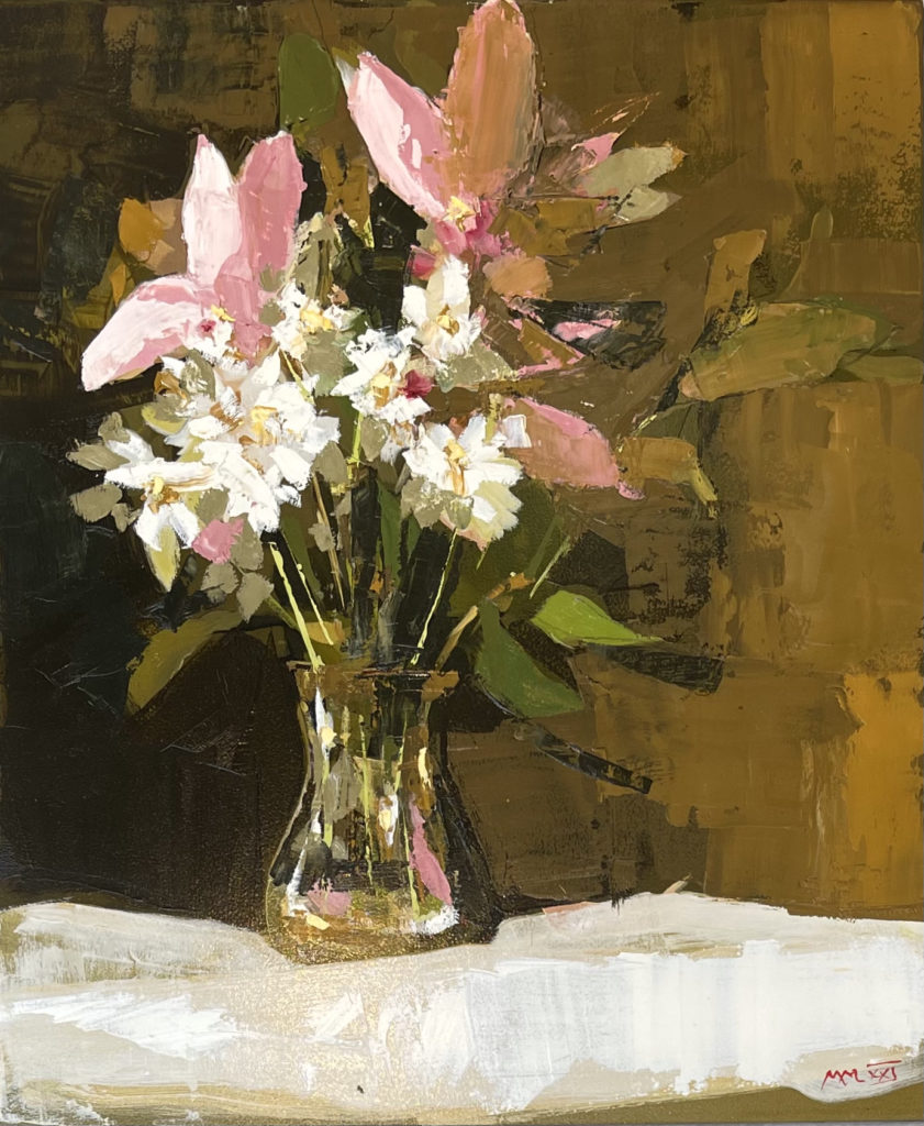 pink lilies and daisies | Painters – The Whitethorn Gallery