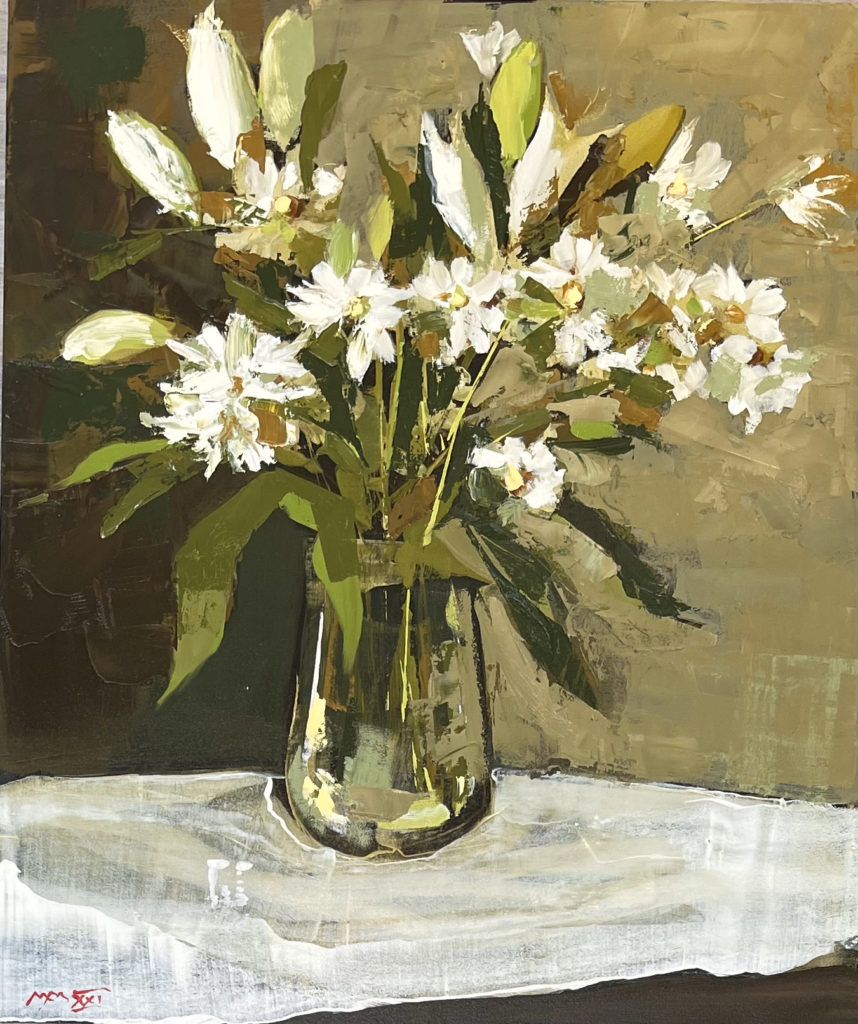 Lilies and White Daisies | Painters – The Whitethorn Gallery