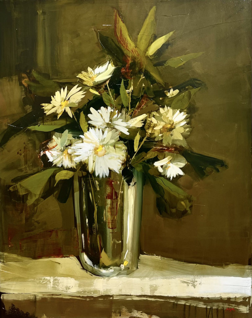 Daisies in a Glass Vase | Painters – The Whitethorn Gallery