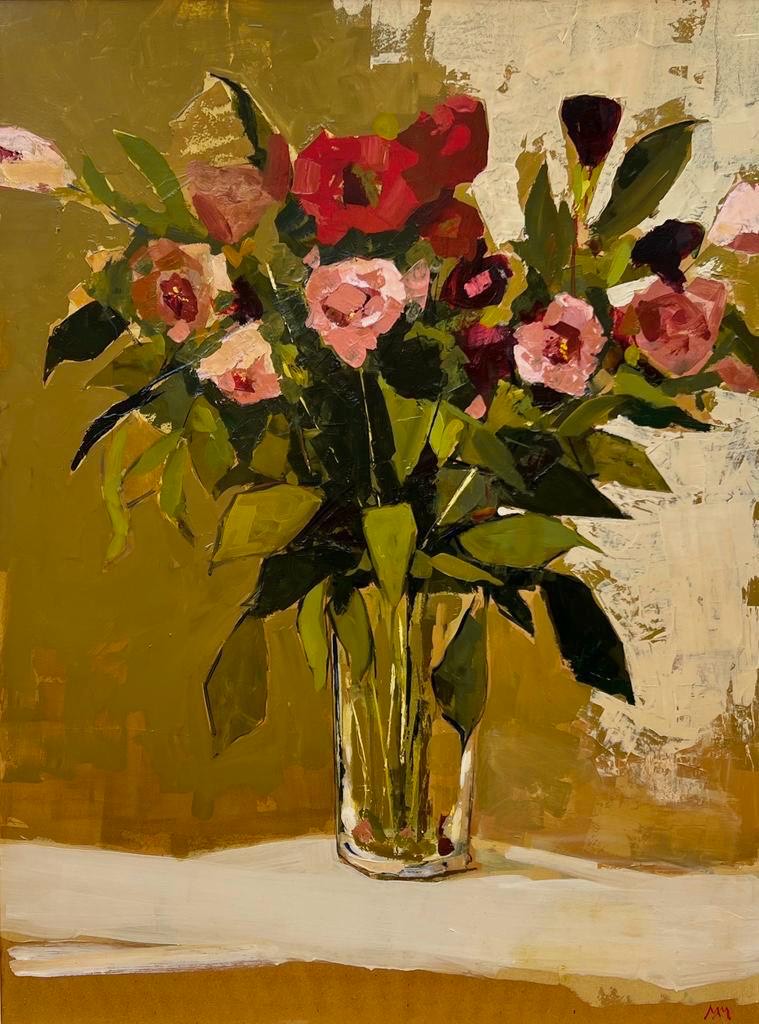 Roses In A Glass Vase | Martin Mooney – The Whitethorn Gallery