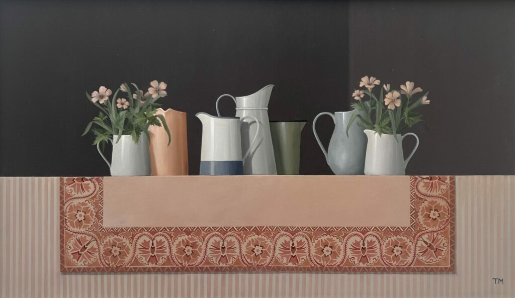 Kilim and Pink Geraniums | Trudie Mooney – The Whitethorn Gallery
